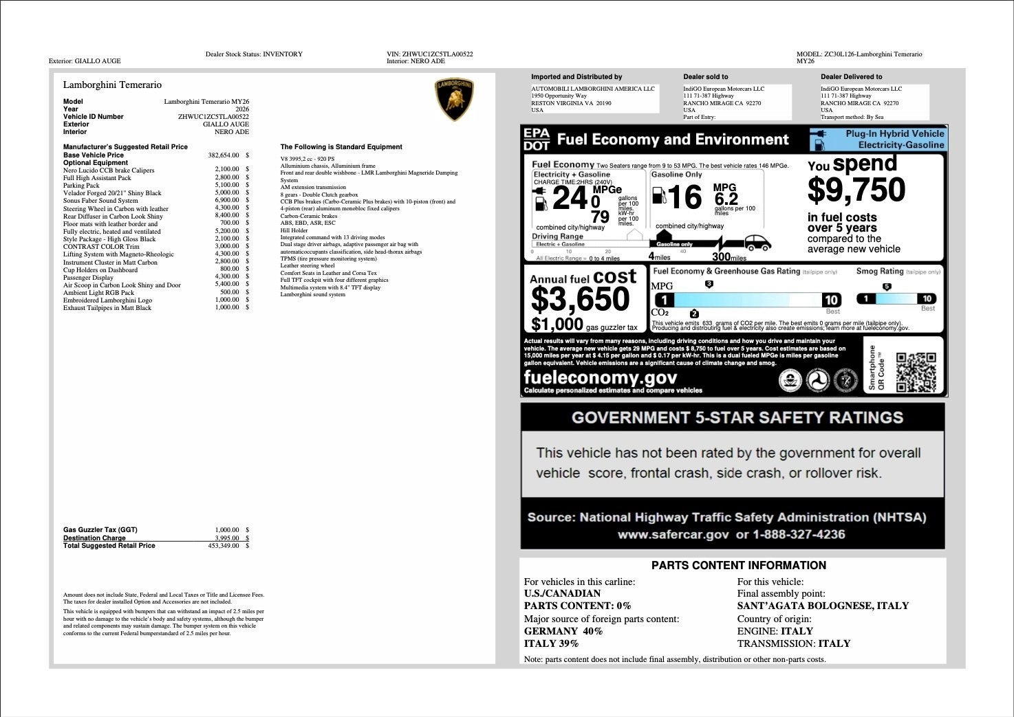 2026 Lamborghini Temarario Base