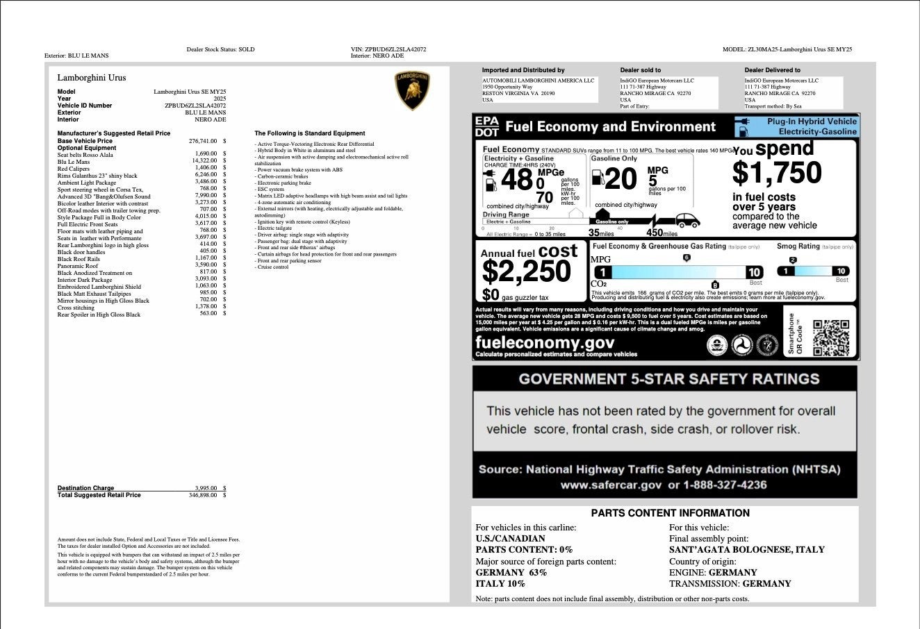 2025 Lamborghini Urus SE