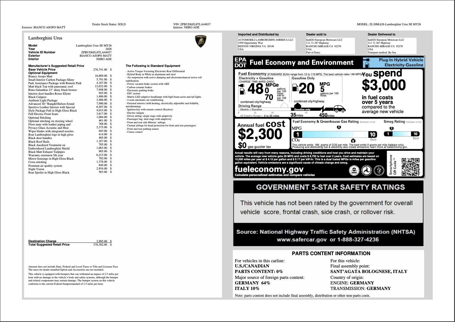 2026 Lamborghini Urus SE
