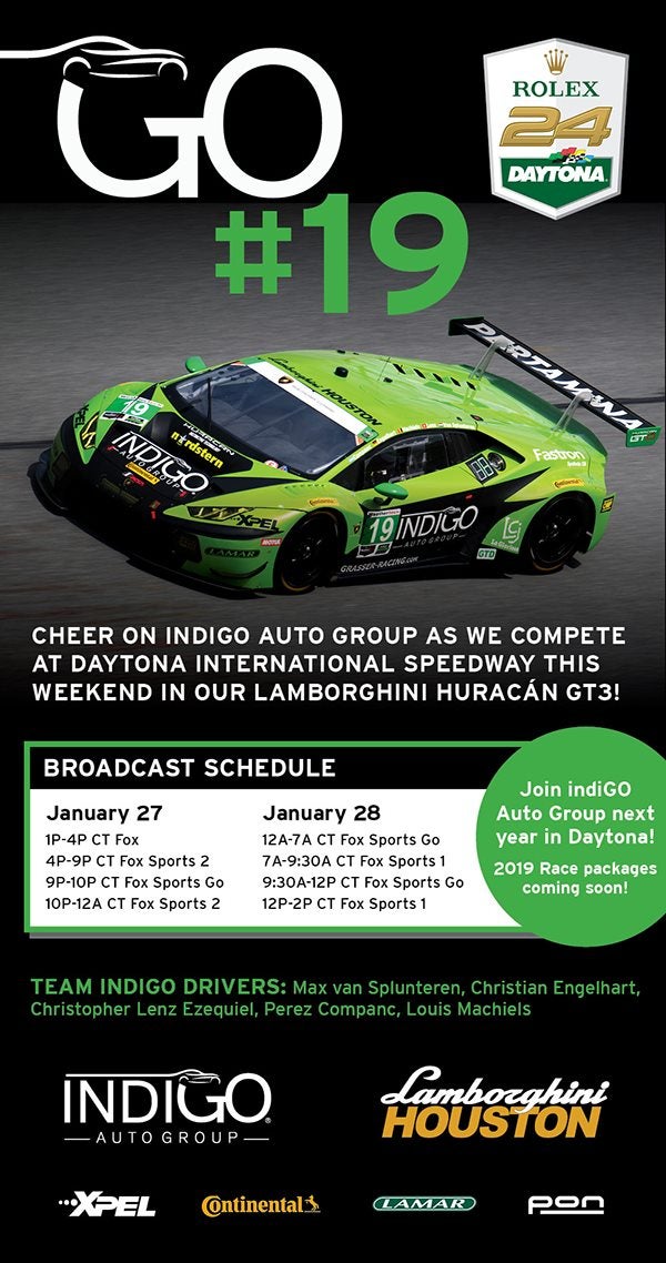 indiGo Auto Group Rolex 24 Daytona 2018 Lamborghini Rancho Mirage